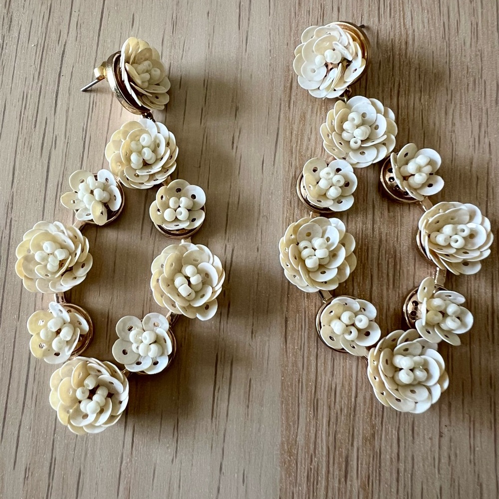 Statement Cream Floral Earrings